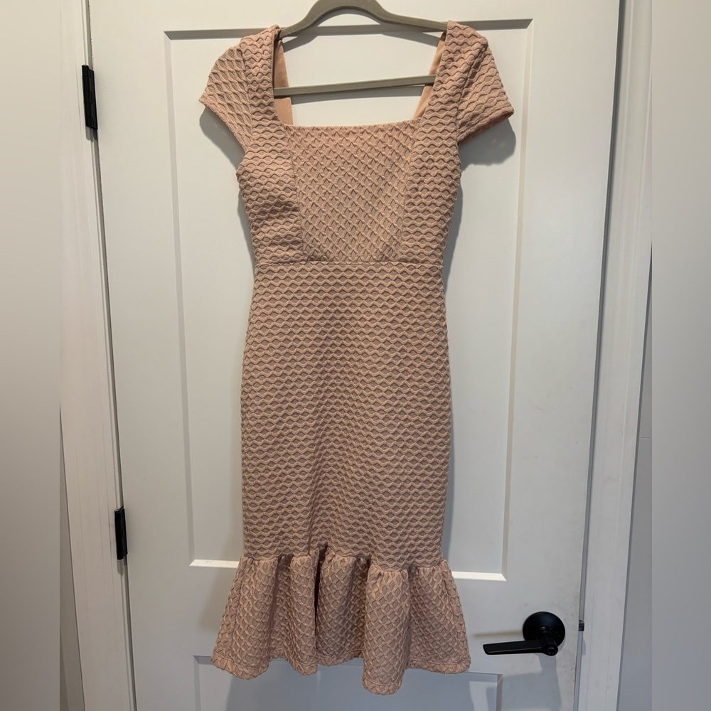 Just Me Textured Beige Dress Size M